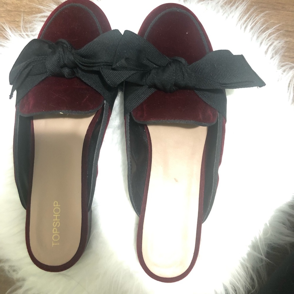 Topshop luna bow open back loafers